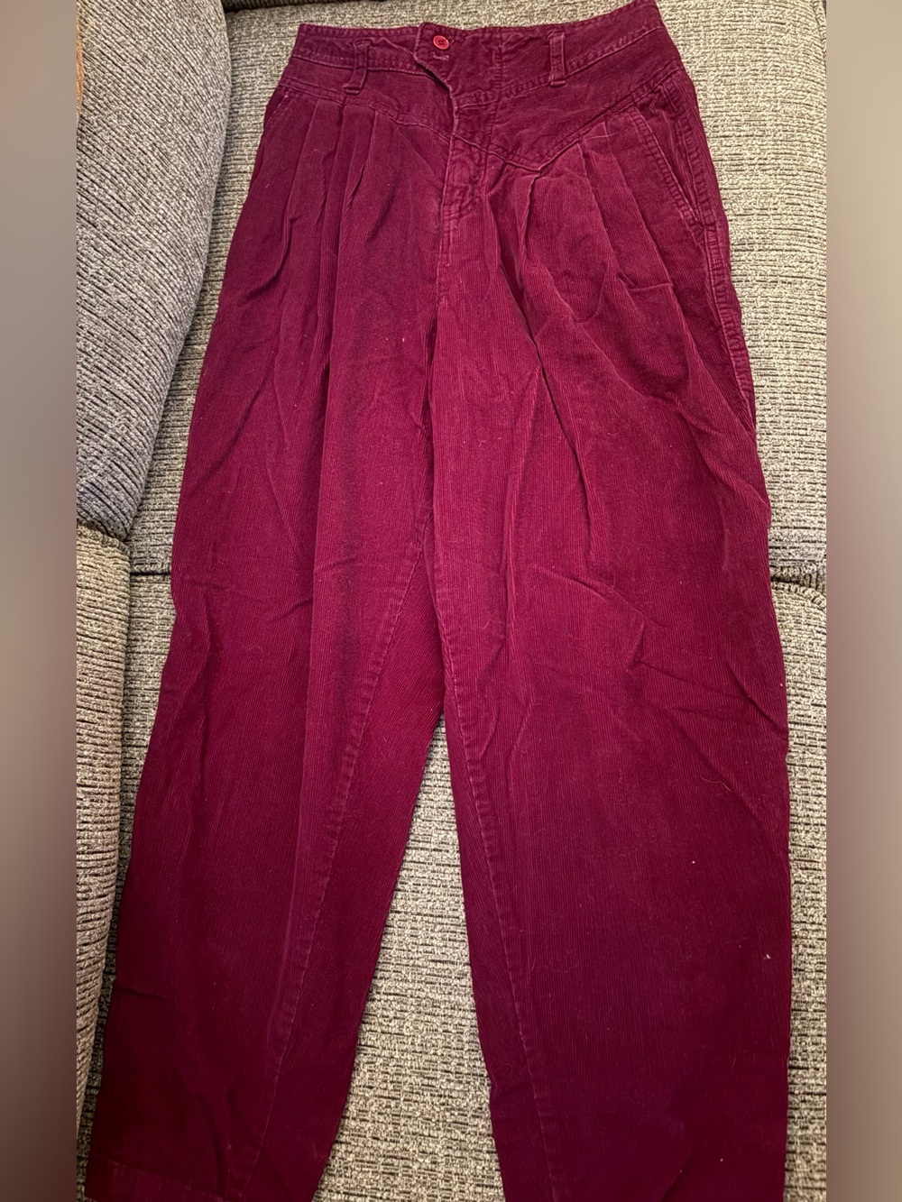 Christina Corduroy Pleated Trousers in Wine